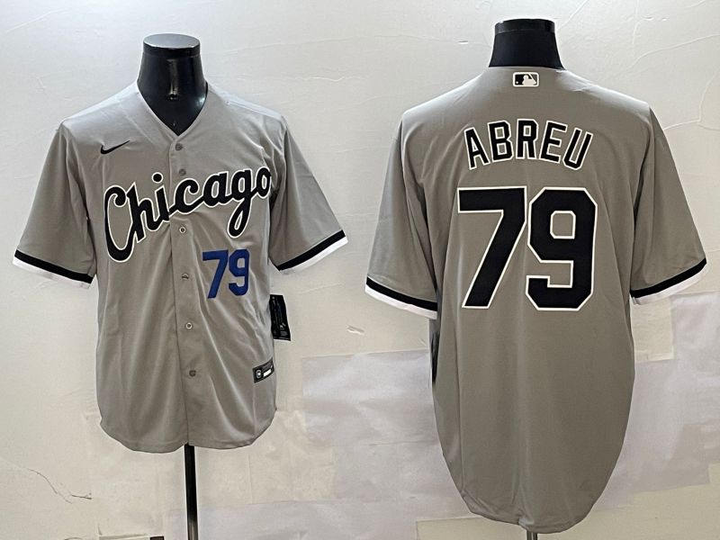 Men Chicago White Sox #79 Abreu Grey Game 2025 Nike MLB Jersey style 3->chicago white sox->MLB Jersey
